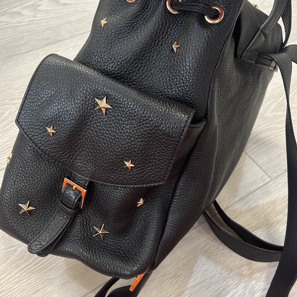 VALENTINO RED Leather Star Studded Backpack- 12.5”H X 12W X 6.5W. Made In Italy - Picture 8 of 17